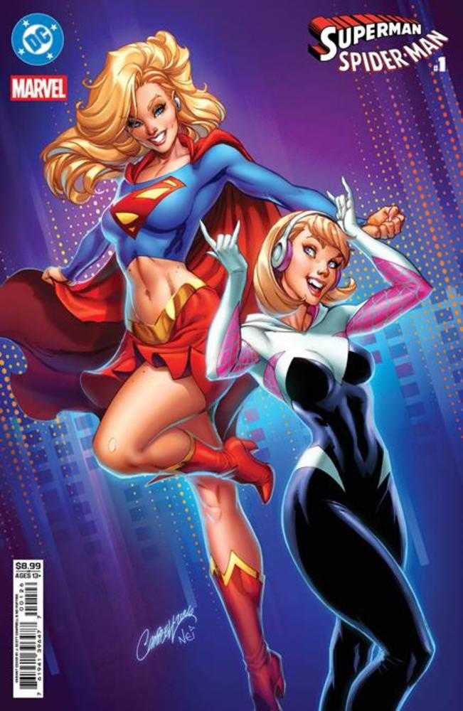 DC Marvel Superman Spider-Man #1 (One Shot) Cover N J Scott Campbell Supergirl & Spider Gwen Card Stock Variant